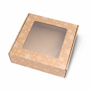 Ablakos fedel� doboz kar�csonyi mint�val, 30x30x10 cm